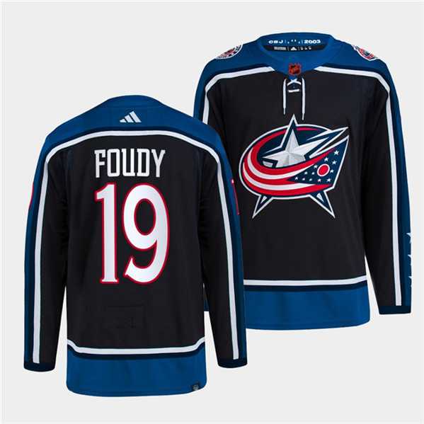 Men%27s Columbus Blue Jackets #19 Liam Foudy Navy 2022 Reverse Retro Stitched Jersey Dzhi->blue jackets->NHL Jersey